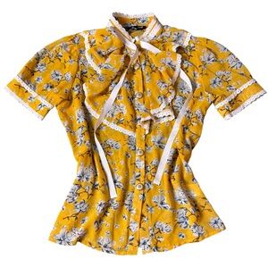 Sister Jane, yellow floral and ruffle top, small